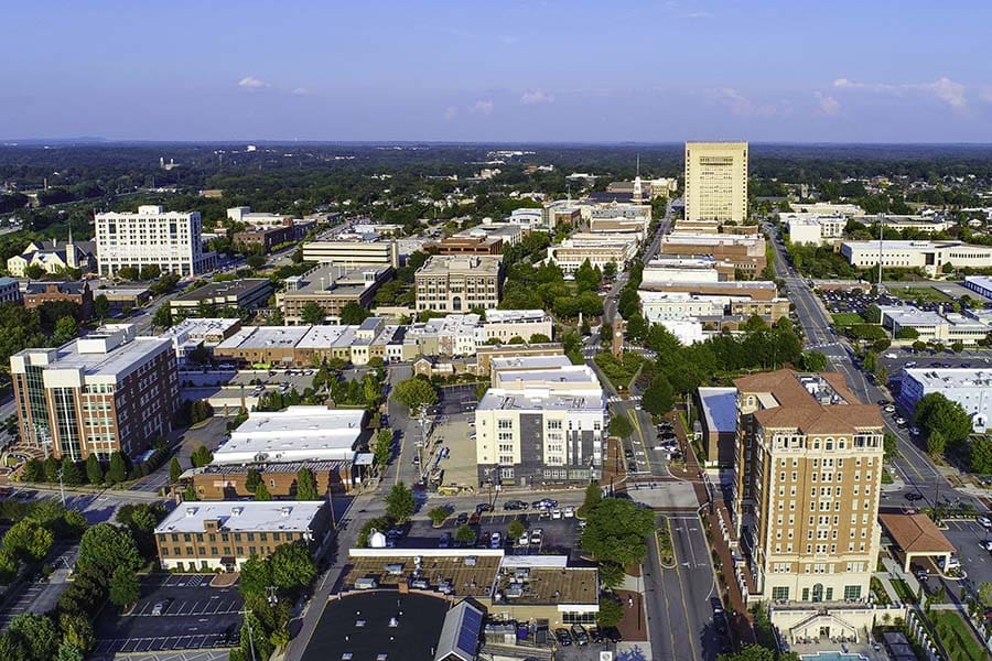 Upstate South Carolina - Aerial View of Downtown Greenville South Carolina